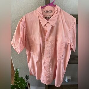 Men’s game guard fishing shirt, plaid orange, large